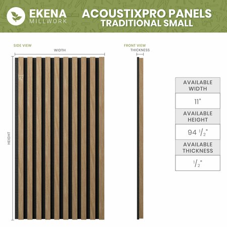 Ekena Millwork AcoustixPro Noise Cancelling Traditional Small Slat Wall Panel SWA0625X0500TREP